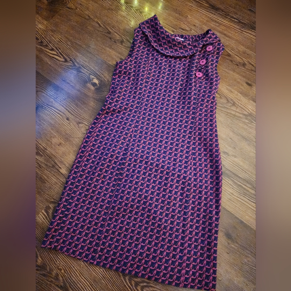 Lilly Pulitzer Navy Pink Heels Patterned Dress Womens XL Sleeveless Jumper